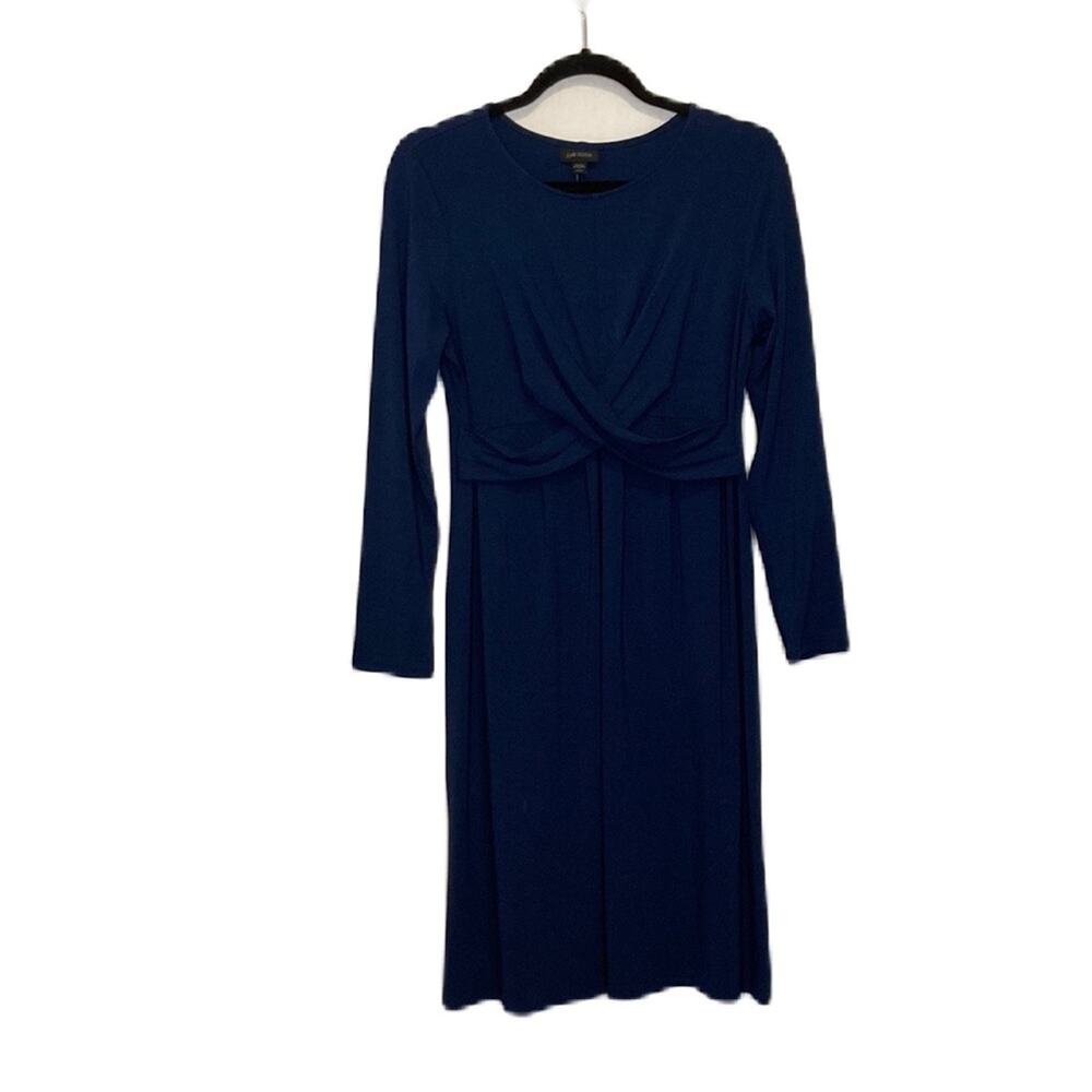 J. Jill Dark Evening Blue Wearever Draped-Front Midi Dress Size SP
